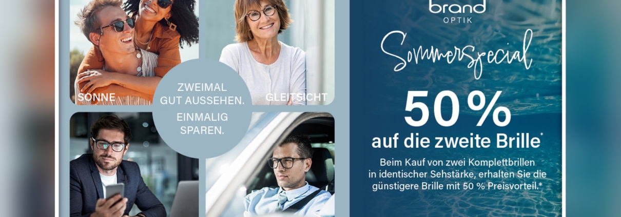 brand optik Sommerspecial: 50 % auf die zweite Brille