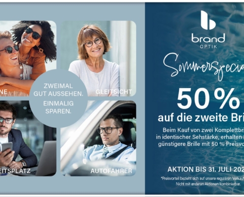brand optik Sommerspecial: 50 % auf die zweite Brille